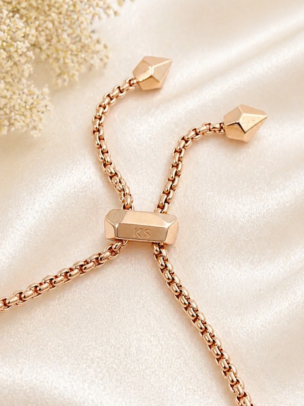 Kendra Scott Harp Adjustable Chain Bracelet rectangle bar rose gold tone - Picture 5 of 6